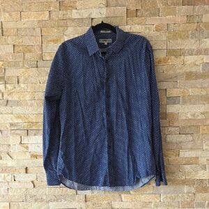 Express Men's Navy Blue Dot-Pattern Button Down Shirt